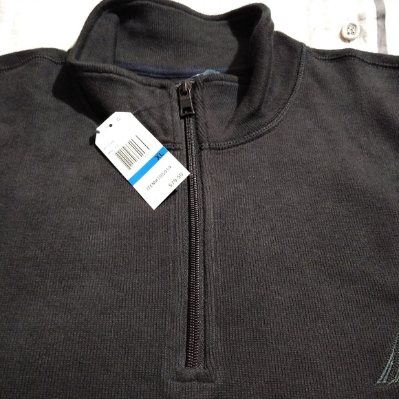 Nautica Black 1/4 Quarter Zip Pullover Sweatshirt - Picture 7 of 7